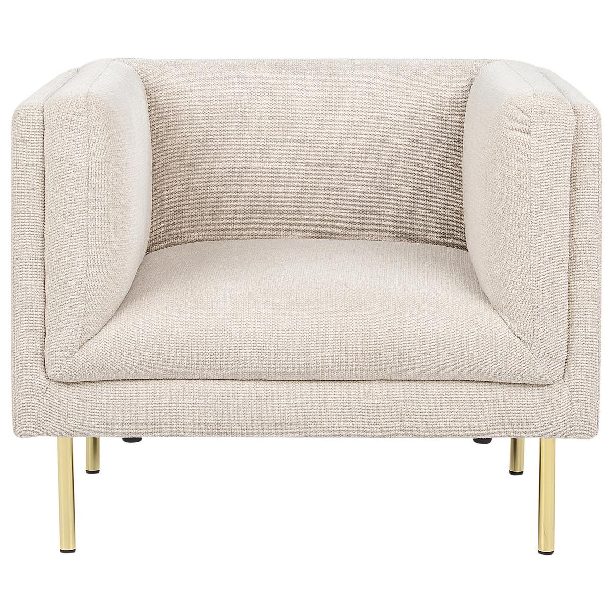 SESSEL Beige Moen - Beige/Goldfarben, Textil (87/72/75cm) - Beliani