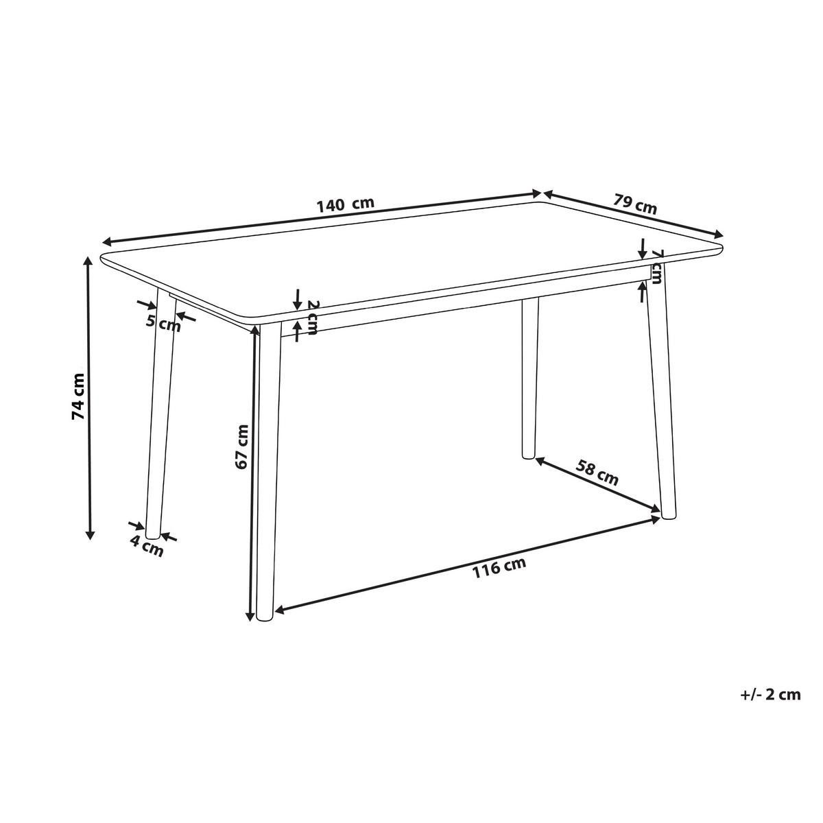 ESSTISCH Helle Eiche 140/80 cm Elvyn - Hellbraun, Holzwerkstoff (140/80/74cm) - Beliani