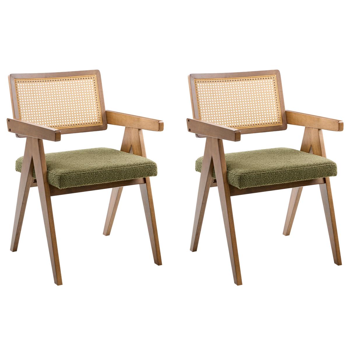 ESSZIMMERSTUHL 2er Set Holz Braun/Grün Ava - Braun/Grün, Holz (55/85/62cm) - Beliani