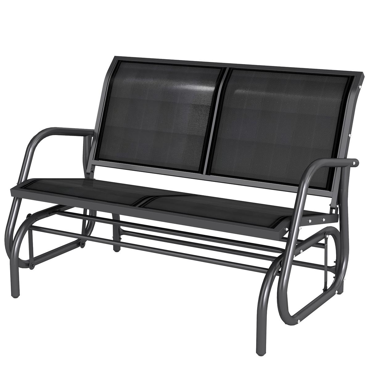 SCHAUKELSTUHL 2-Sitzer Gartenbank Sitzbank Parkbank Metall Schwarz 120x70x88cm - Schwarz, Metall (70/85/120cm) - Outsunny