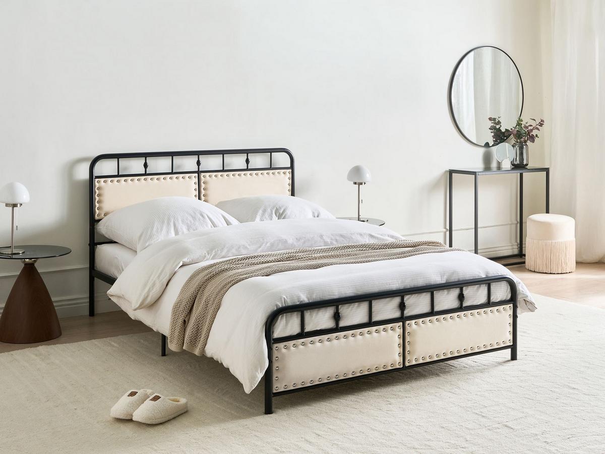 BETT mit Lattenrost 140/200 cm Eisen Schwarz Breuillet - Schwarz, Metall (140/200cm) - Beliani