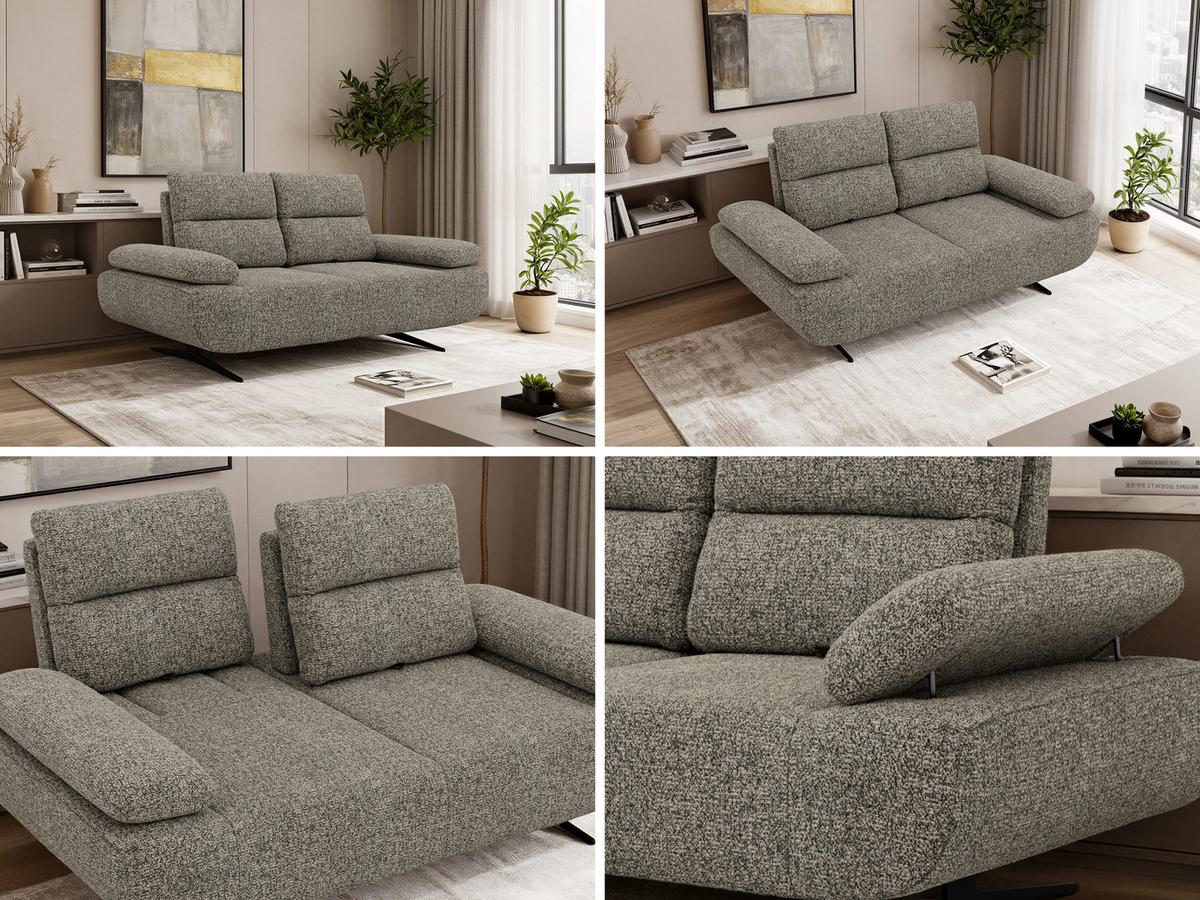 2-SITZER SOFA SORAE - Grau Stukture - Schwarz/Grau, Textil/Metall (182/94/107cm) - MKS