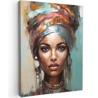 LEINWANDBILD Frau - Kunst - Schmuck - Porträt Room Decor 30x40 cm - Blaugrau, Textil (30/40cm) - MuchoWow