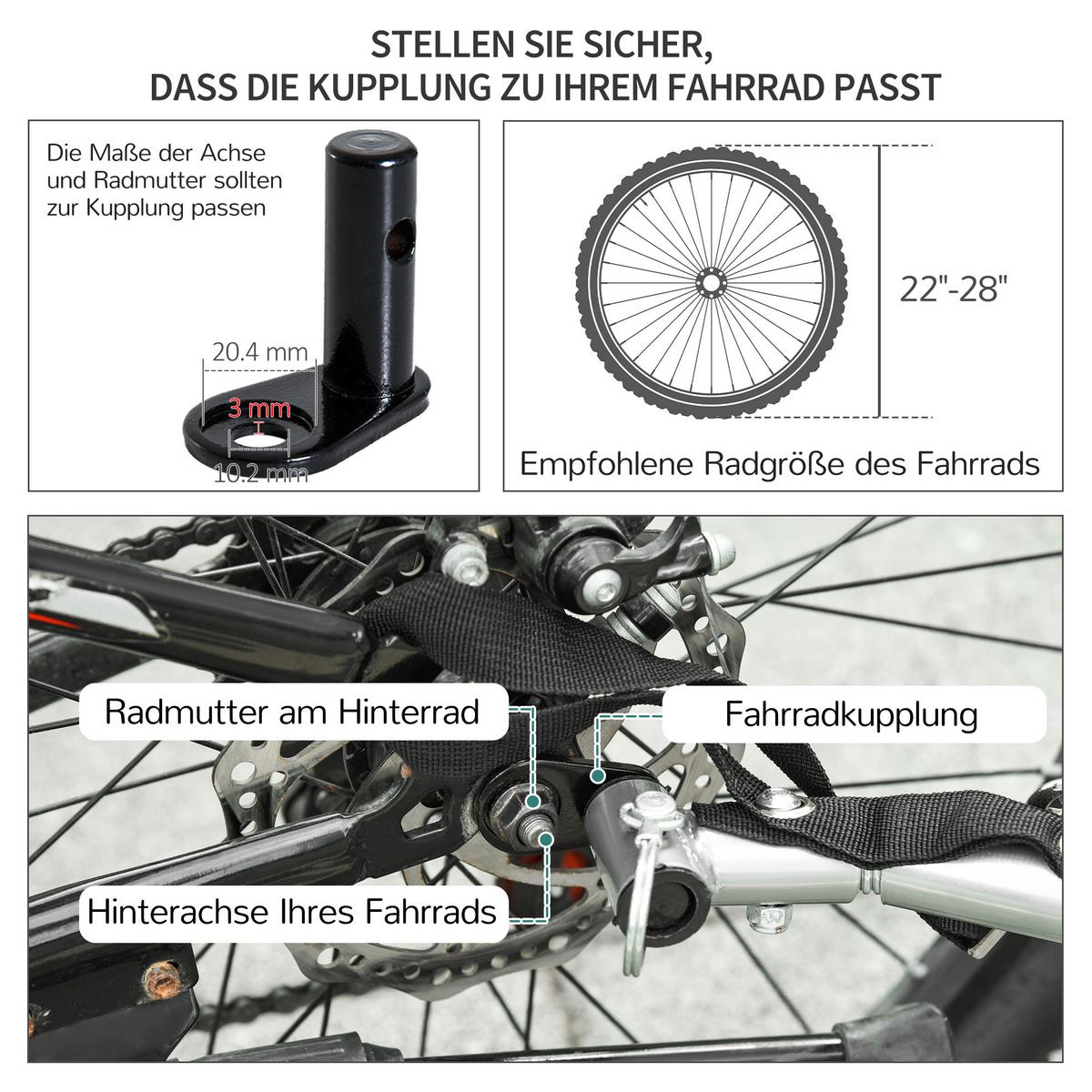 LASTENANHÄNGER, Stahlrohr, Rot/Schwarz, 140L x 88B x 60H cm - Schwarz, Metall (88/60/140cm) - HOMCOM