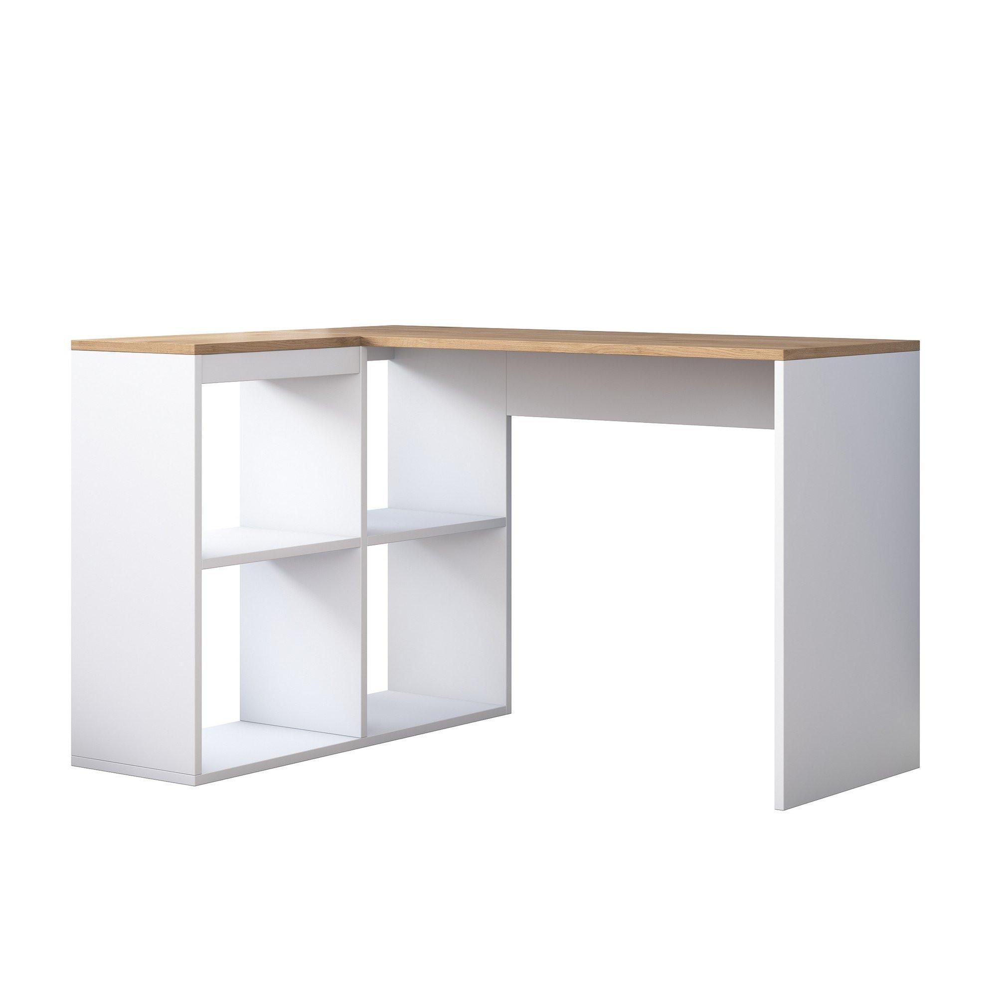 ECKSCHREIBTISCH in eiche- und weissoptik 50/120/74,8 cm - Eichefarben, Holzwerkstoff (120/50/74.8cm) - Calicosy