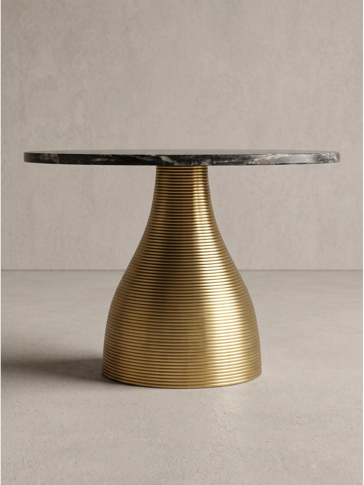COUCHTISCH TORMES, Marmor, handgefertigt, Schwarz-Gold, Ø 60 x 40 cm - Goldfarben/Schwarz, Stein/Metall (60/60/40cm) - KADIMA DESIGN