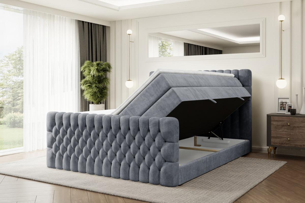 BOXSPRINGBETT SERENE-Z KING - 140 x 200 - H3/H4 - Grau - Grau, Holzwerkstoff (140/200cm) - ALTDECOR