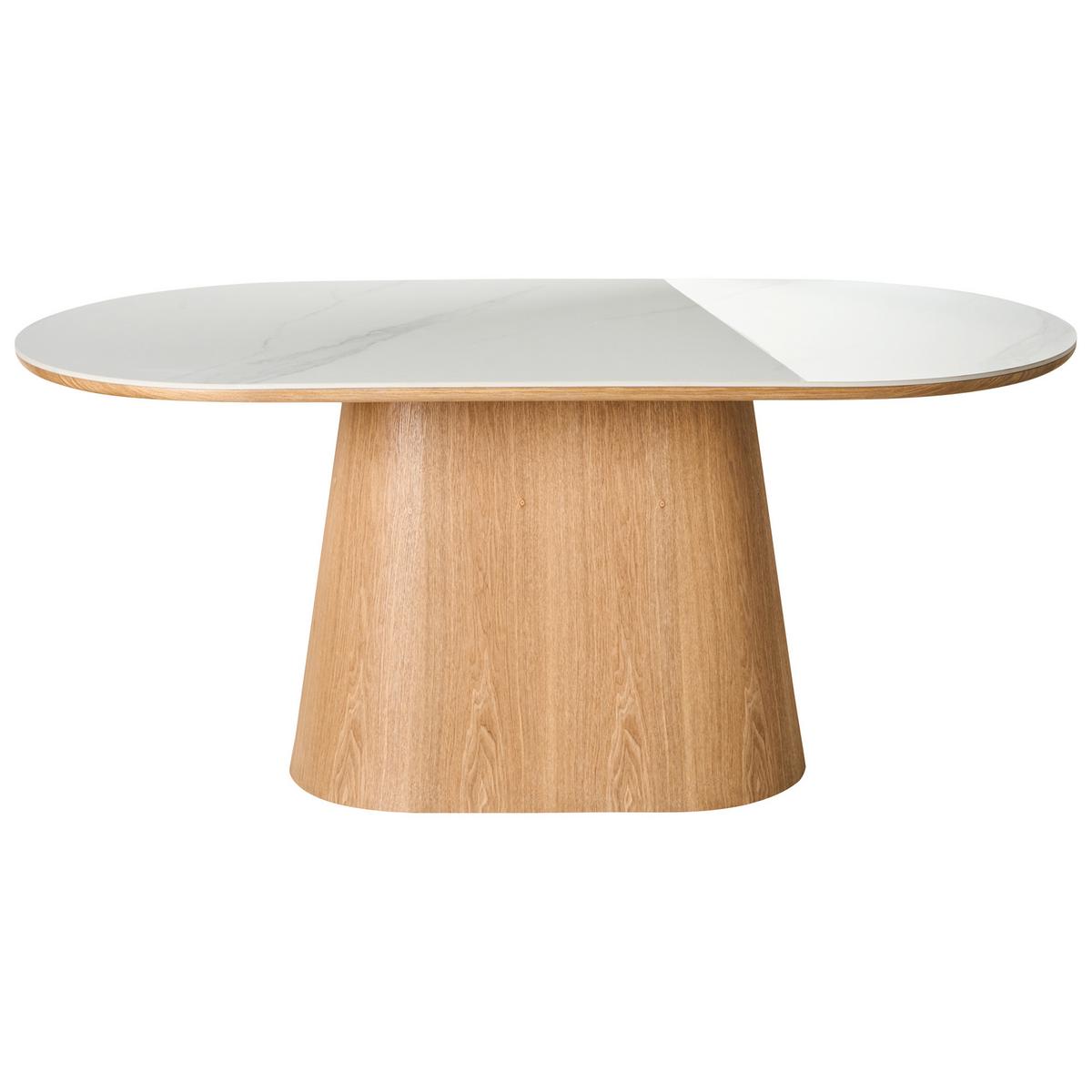 ESSTISCH Weiß Lockhart - Weiß/Braun, Stein (180/90/76cm) - Beliani