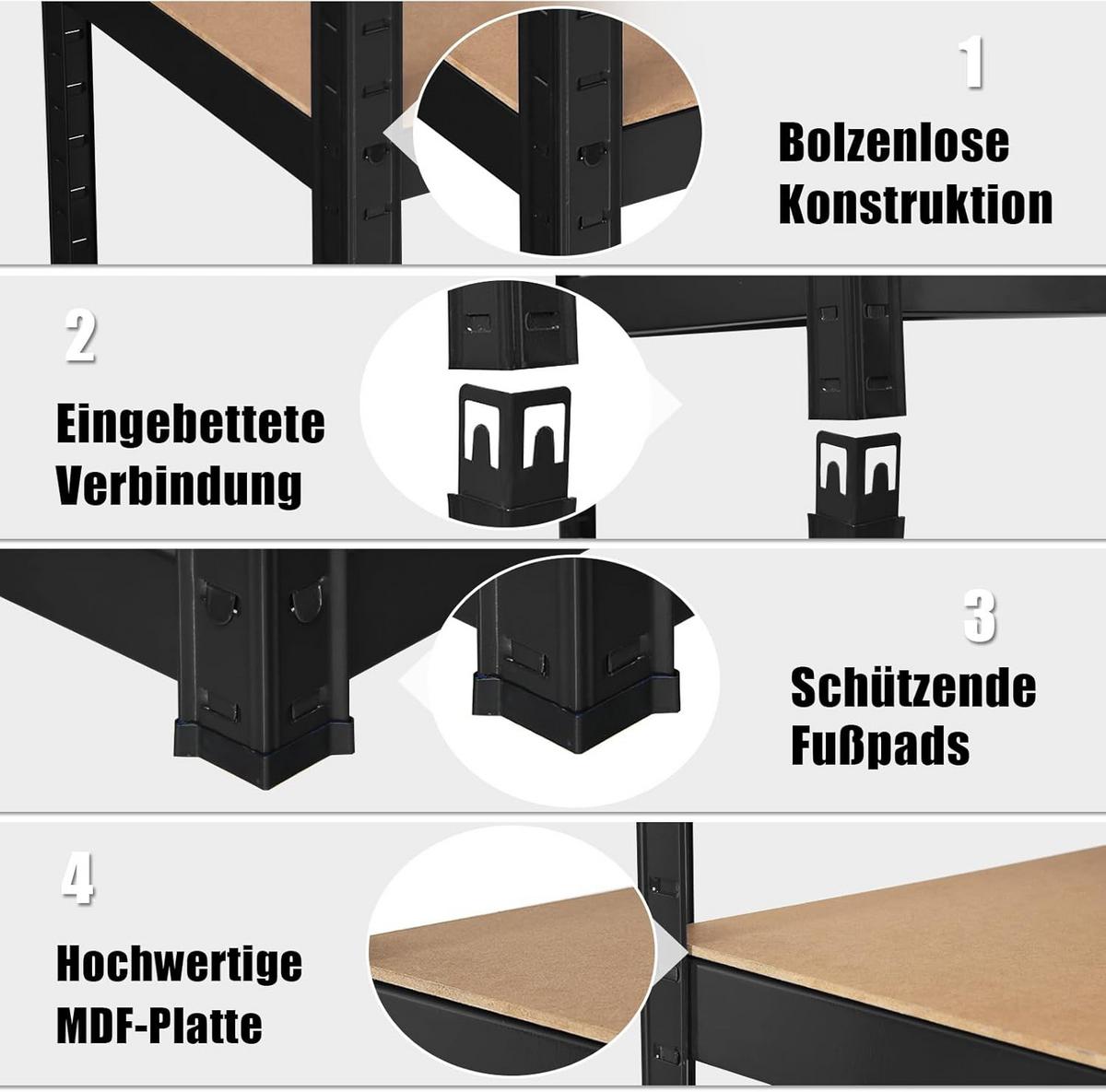 LAGERRGAL Schwarz - Schwarz, Holz (90/180/40cm) - COSTWAY