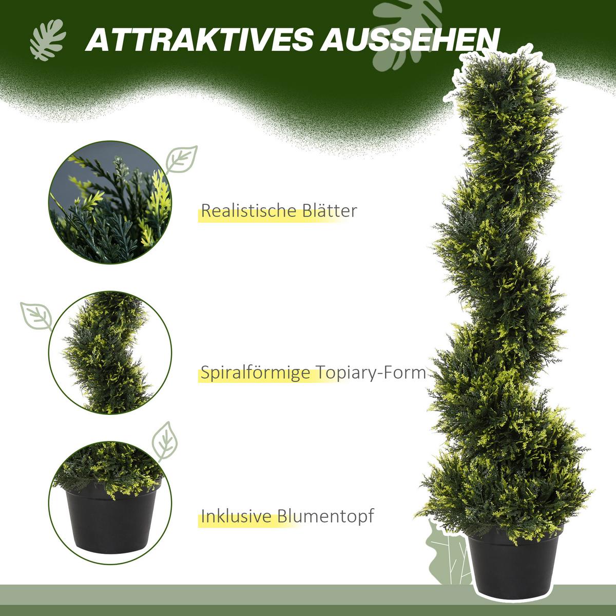 KÜNSTLICHE ZEDERNBAUM 2er Set, groß 90 cm - Grün, Kunststoff (90cm) - Outsunny