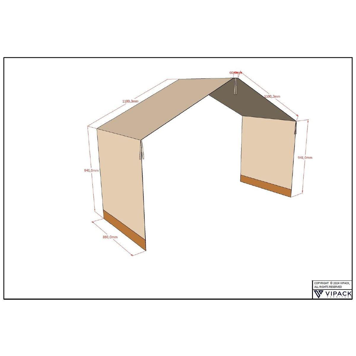 HAUSBETT Kelci 90x200 Textilhimmel Rausfallschutz Buche massiv natur - Buchefarben, Holz (90/200cm) - 58aufmkessel