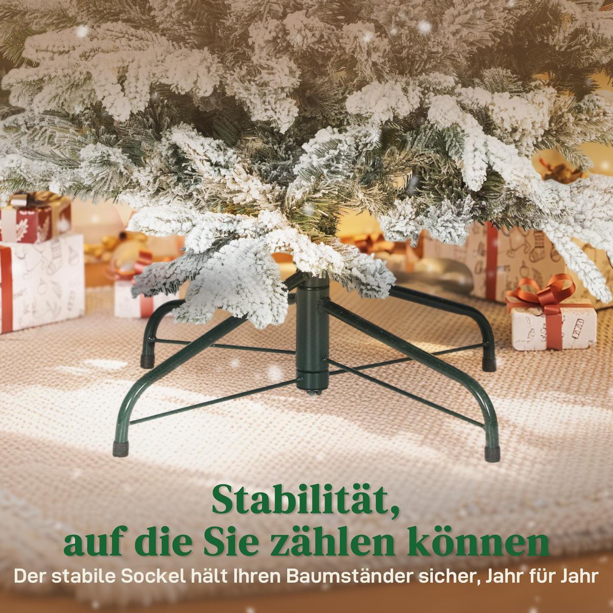 KÜNSTLICHER-WEIHNACHTSBAUM, 150cm Christbaum mit Schnee, 1162 Zweigen Grün - Grün, Kunststoff (150cm) - HOMCOM