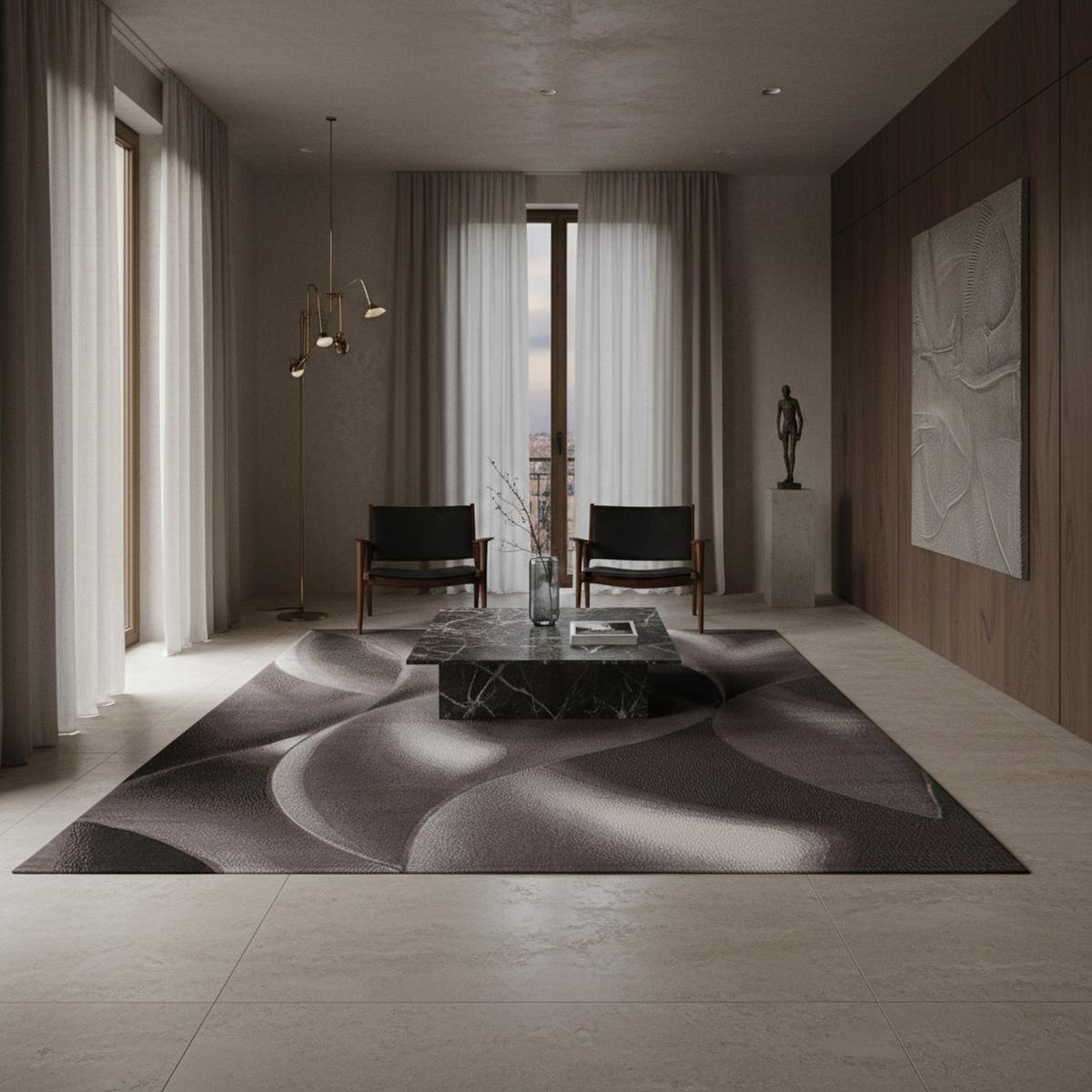 TEPPICH Kurzflor INN in Braun, mit abstraktem Wellenmuster, 140 x 200 cm - Braun, Textil (200/140cm) - KADIMA DESIGN