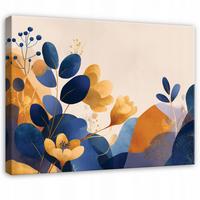 LEINWANDBILD Abstrakt Blätter Blau 100x70 cm - Multicolor, Holzwerkstoff (100/70cm) - Wallarena