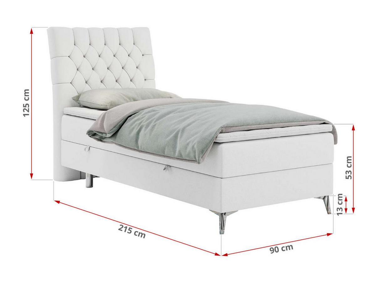 BOXBETT MILEN 90/200 Weiß Kunstleder - H3 - Links Seite - Weiß, Holz/Textil (90/200cm) - MKS