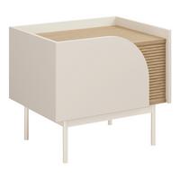 NACHTTISCH Camel mit 1 Tür und geriffeltem Detail, 57x42 cm, Frühlingseiche + Macadamia, Links - Eichefarben/Beige, Holzwerkstoff/Metall (57/49/42cm) - Beautysofa