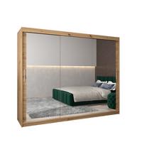 SCHWEBETÜRENSCHRANK 200/250/62 3-türig - Silberfarben/Eiche Artisan, Holz/Kunststoff (250/200/62cm) - MÖBEL KRYSPOL