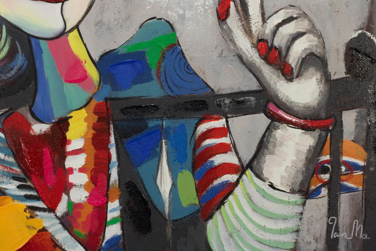 ACRYLBILD HANDGEMALT 80/80 cm - Multicolor/Grau, Holz/Textil (80/80cm) - KUNSTLOFT