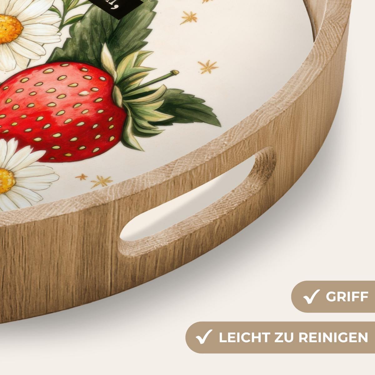 TABLETT Erdbeeren - Gänseblümchen - Zitat - Sterne 40x40 cm - Multicolor, Holz (40/5/5cm) - OnlyWow