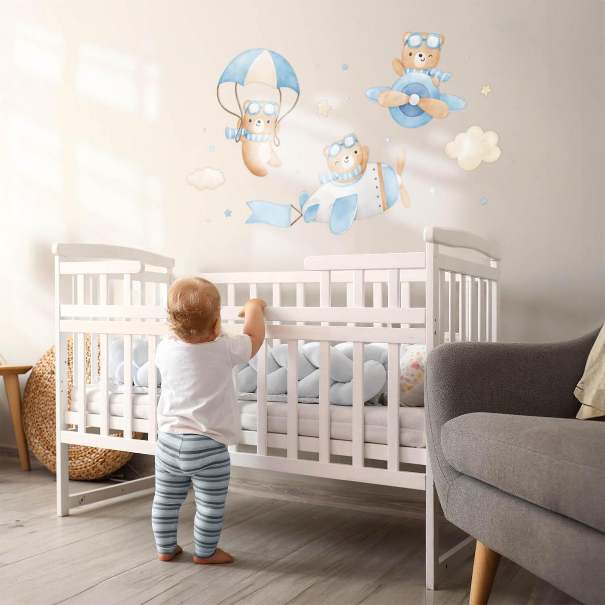 WANDAUFKLEBER 60x94cm - Fliegende Bären - Multicolor, Kunststoff (60/94/0.1cm) - Wallfluent