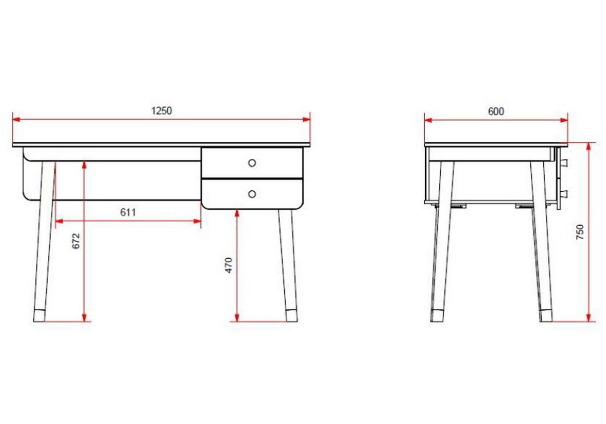 SCHREIBTISCH Kamillah 125x75x60 aus MDF in Satin Weiß - Weiß, Holzwerkstoff (125/60/60cm) - 58aufmkessel