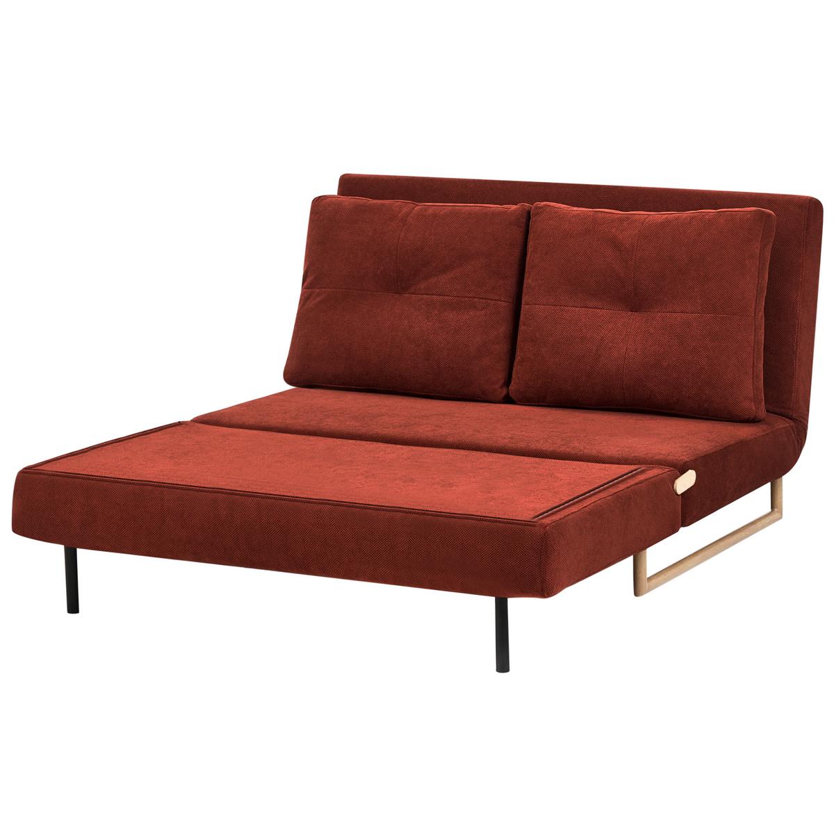 SCHLAFSOFA 2-Sitzer Stoff Rot Jerslev - Hellbraun/Rot, Textil (120/87/84cm) - Beliani