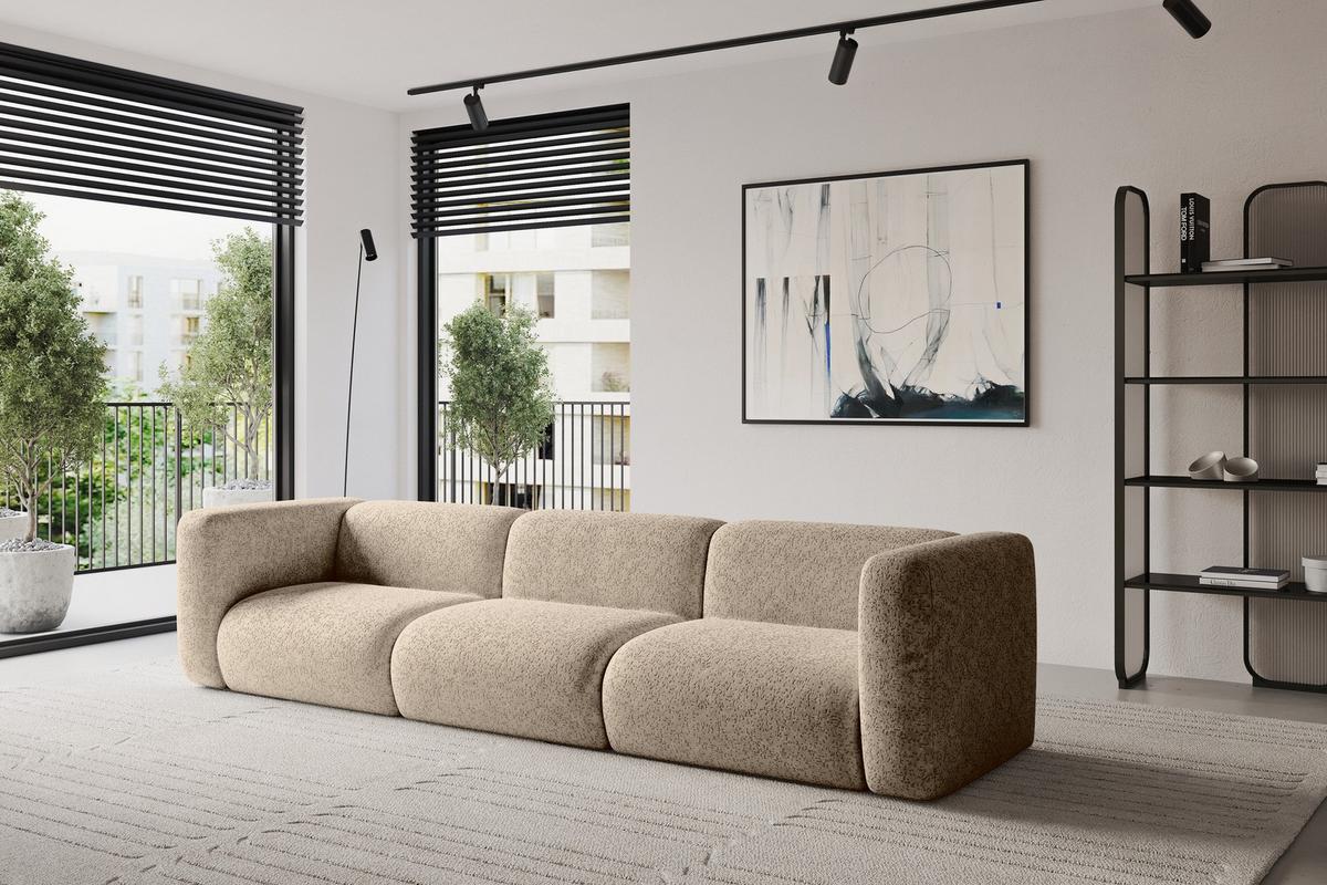 MODULARES Sofa 3-SITZER MIRA-S2 319x89x70 Braun cm Velours - Schwarz/Braun, Holzwerkstoff/Kunststoff (319/70/89cm) - ALTDECOR