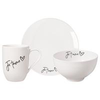 FRÜHSTÜCKS-SET JE T'AIME Statement weiß 3-tlg. - Weiß, Keramik (2/2/2cm) - Villeroy & Boch
