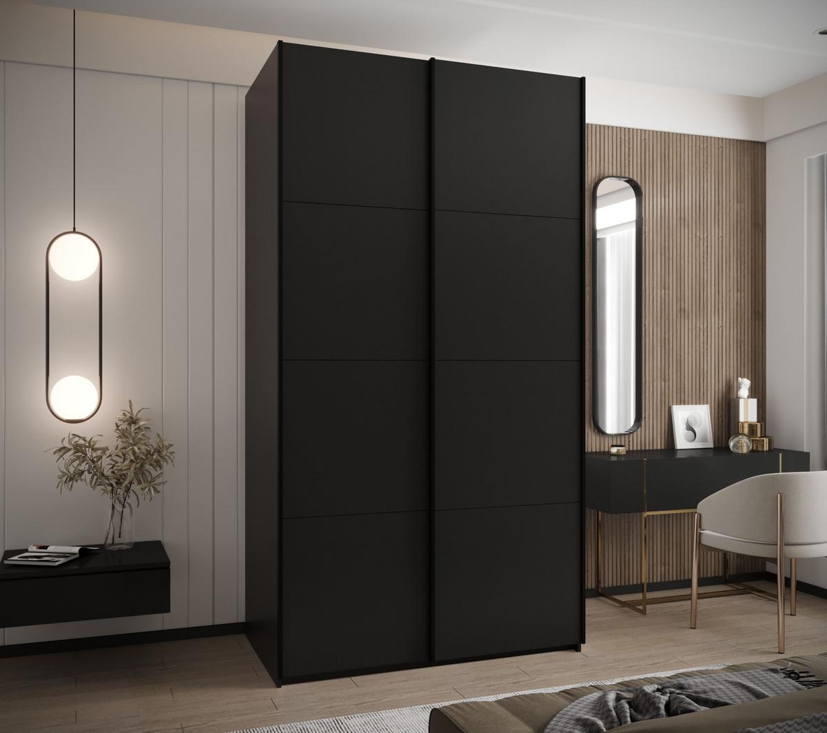 SCHWEBETÜRENSCHRANK 245,5/140/64 2-türig - Schwarz, Holz/Metall (140/245/64cm) - Abiks Möbel