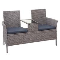 POLY-RATTAN SITZBANK Hellgrau, Grau - Hellgrau/Grau, Kunststoff (132/84/55cm) - MCW