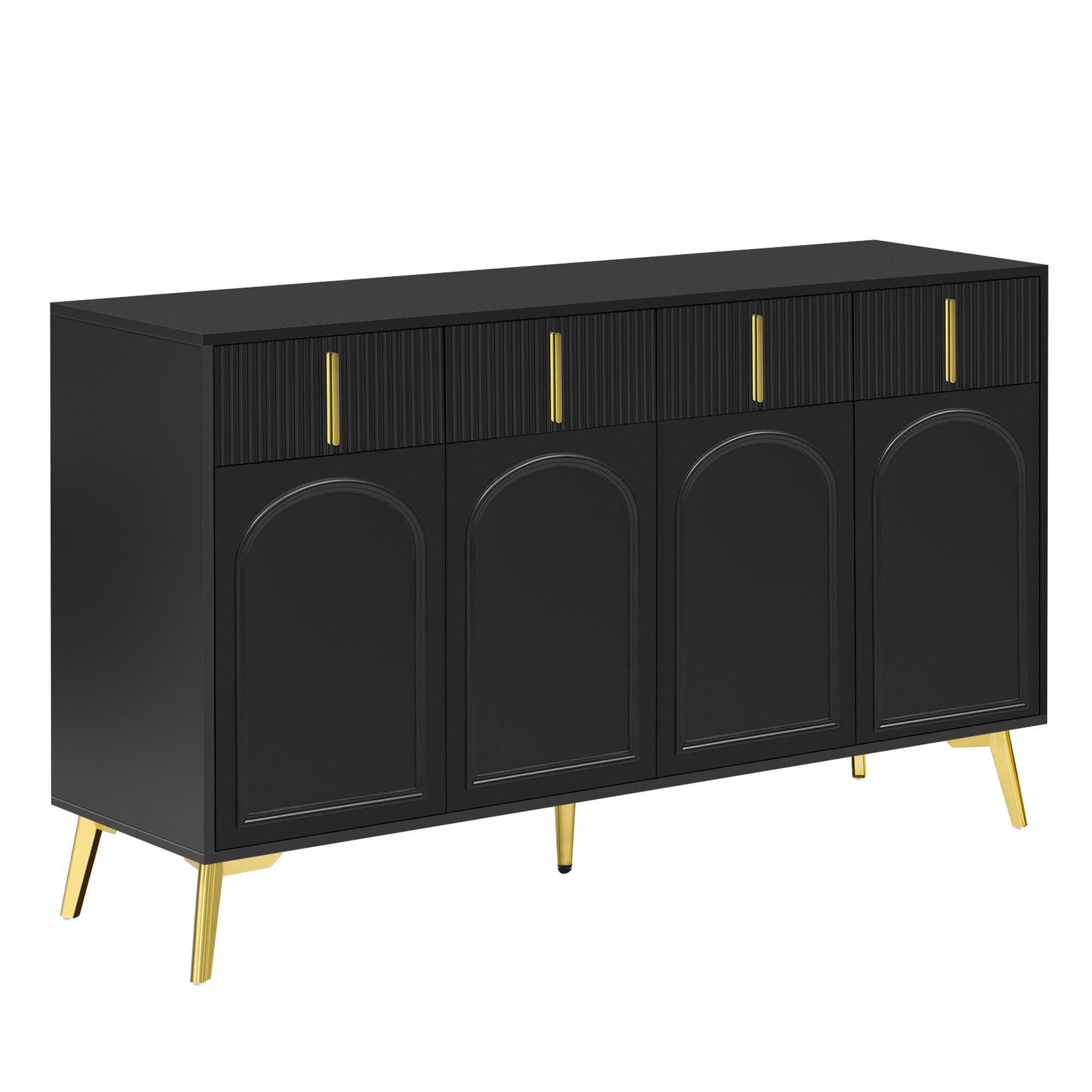SIDEBOARD Schwarz 140/37,8/82 cm - Schwarz, Holzwerkstoff/Metall (37/82/140cm) - Urban Meuble