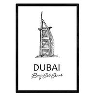 POSTER Städte Denkmäler Dubai Burj Al Arab A4 Schwarzer Rahmen - Schwarz, Papier (29.7/5/21cm) - Nacnic
