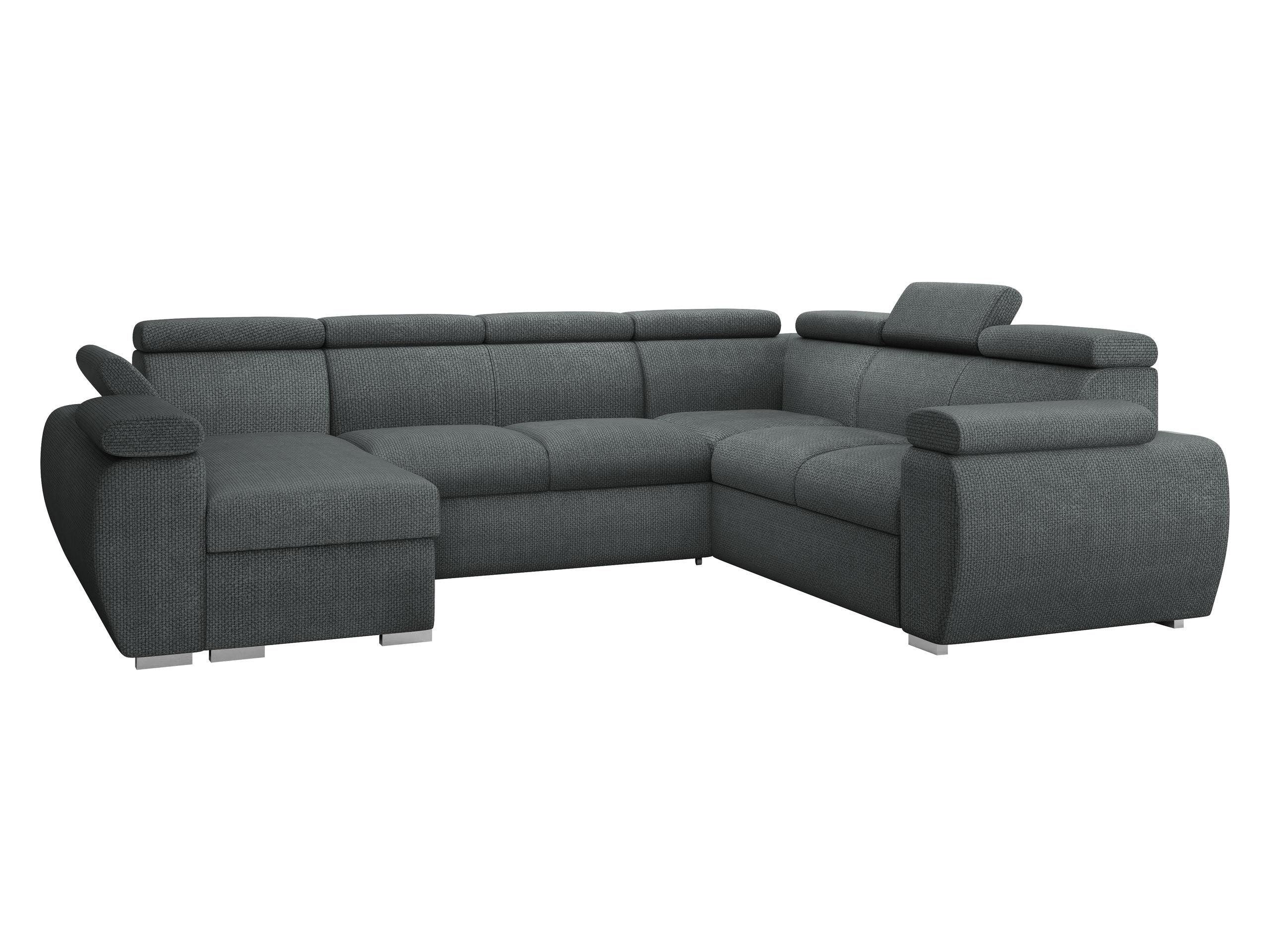 WOHNLANDSCHAFT Boston U, Seite: Links - LC+2P+R+2R - Chromfarben/Blaugrau, Holz/Textil (325/98/260cm) - MIRJAN24