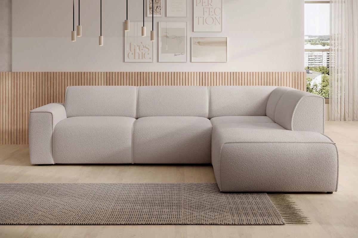 ECKSOFA Bouvi Hellbeige rechts - Ecru/Schwarz, Kunststoff/Textil (220/292cm) - Selsey