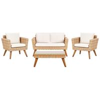 LOUNGE-SET 4-Sitzer PE Rattan Cremeweiß Vittoria - Hellbraun/Naturfarben, Kunststoff - Beliani
