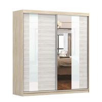 SCHWEBETÜRENSCHRANK Multi 32 Sonoma Eiche/Kathult Weiß, mit LED-Beleuchtung 203 cm - Alufarben/Weiß, Glas/Holzwerkstoff (203/218/61cm) - imoebel24