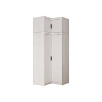 ECKKLEIDERSCHRANK Elena 2D + Schrankaufsatz - Schwarz/Weiß, Holzwerkstoff/Kunststoff (98/246/98cm) - MIRJAN24