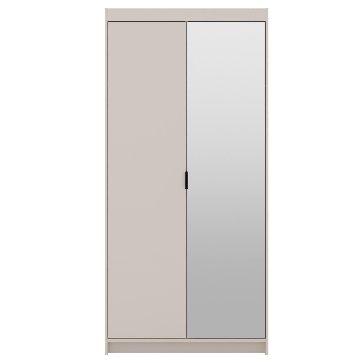 DREHTÜRENSCHRANK Elena mit 2 Türen und Spiegel, 90 cm, Sandbeige - Sandfarben, Holzwerkstoff (90/190/53cm) - Beautysofa