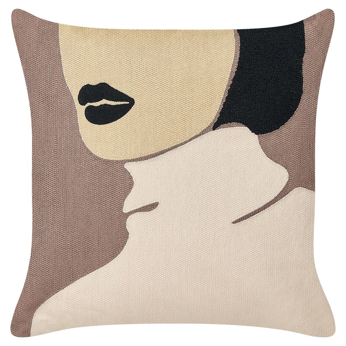 DEKOKISSEN 2er-Set Taupe 45/45 cm Silphium - Graubraun, Naturmaterialien/Textil (45/45cm) - Beliani