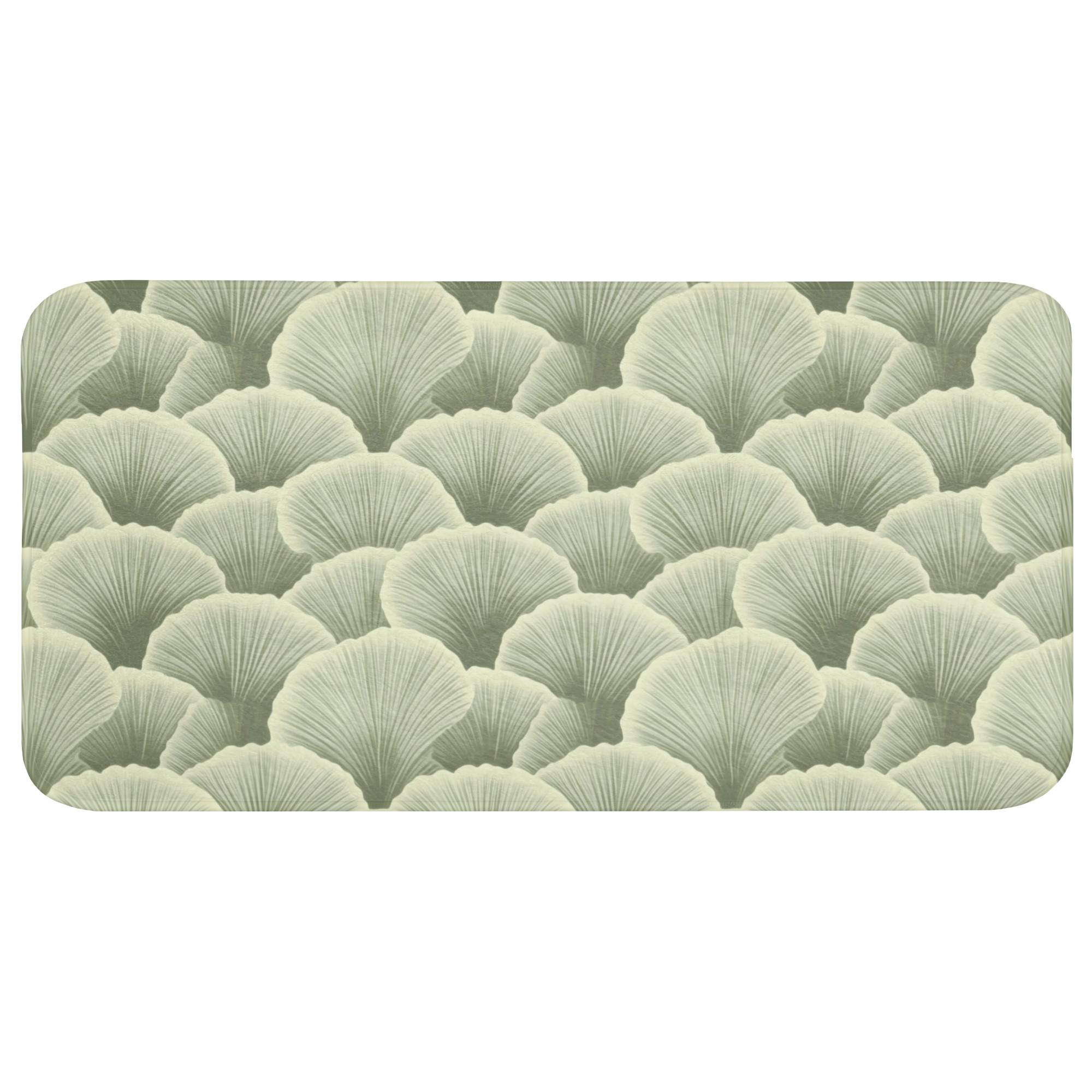 BADEMATTE Fächer - Blatt - Grün Badezimmerteppich 120x60 cm - Pastellgrün, Textil (120/60cm) - OnlyWow