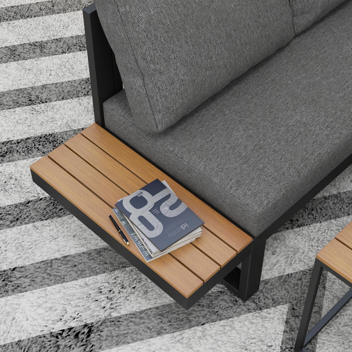 GARTENMÖBEL-SET, mit Ecksofa, Couchtisch, mit Sitzkissen, Aluminium, Kunststoff, Grau - Dunkelgrau, Metall - Outsunny
