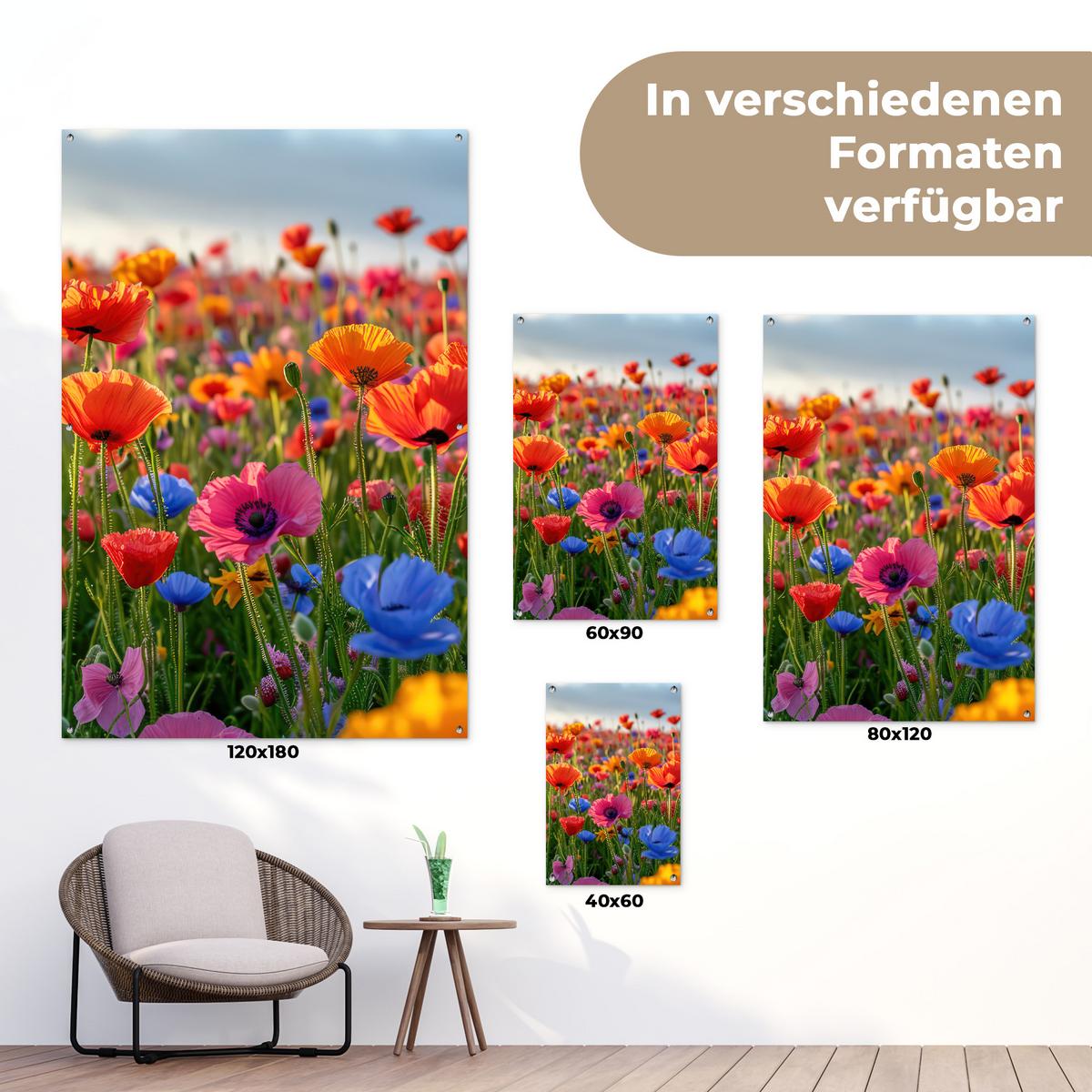 GARTENPOSTER Blumen - Mohnblumen - Farbenfroh - Natur Bild 120x180 cm - Dunkelorange, Kunststoff (120/180/0.2cm) - OnlyWow