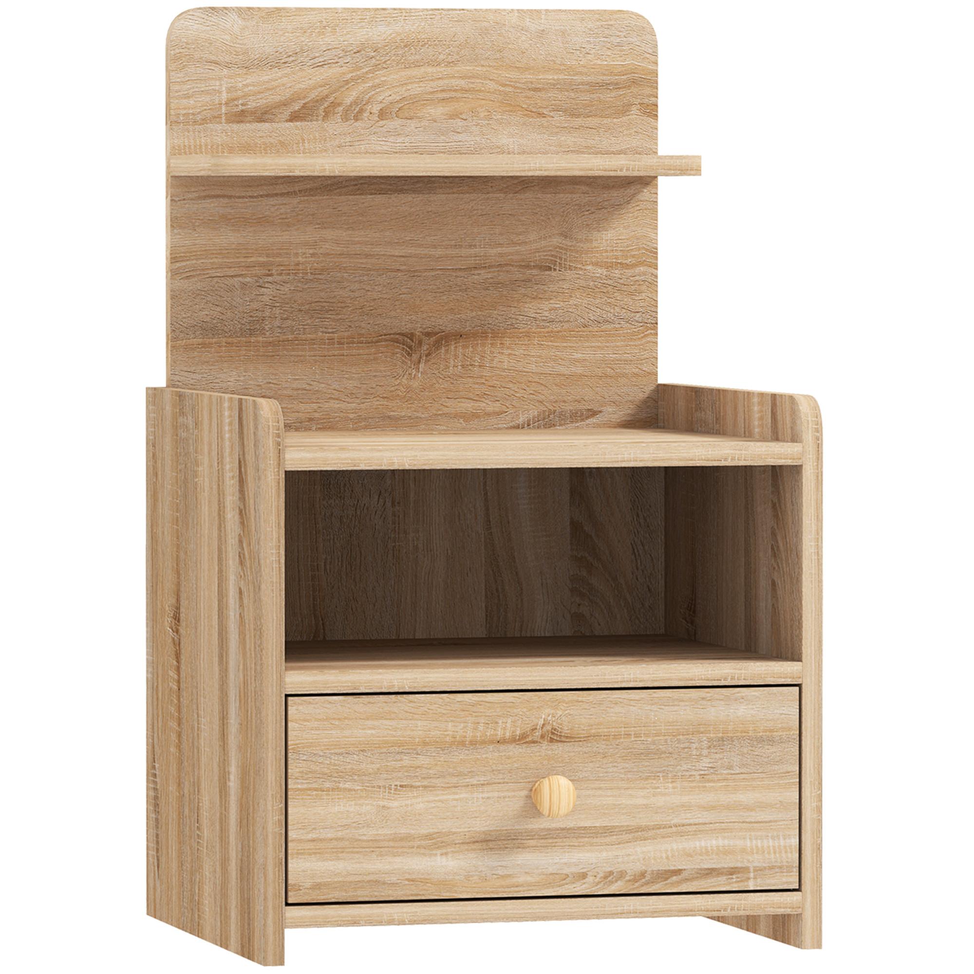 NACHTTISCH mit Schublade, Beistelltisch, Nachtschrank mit offenen Ablage Natur - Naturfarben, Holzwerkstoff (35/66/40cm) - HOMCOM