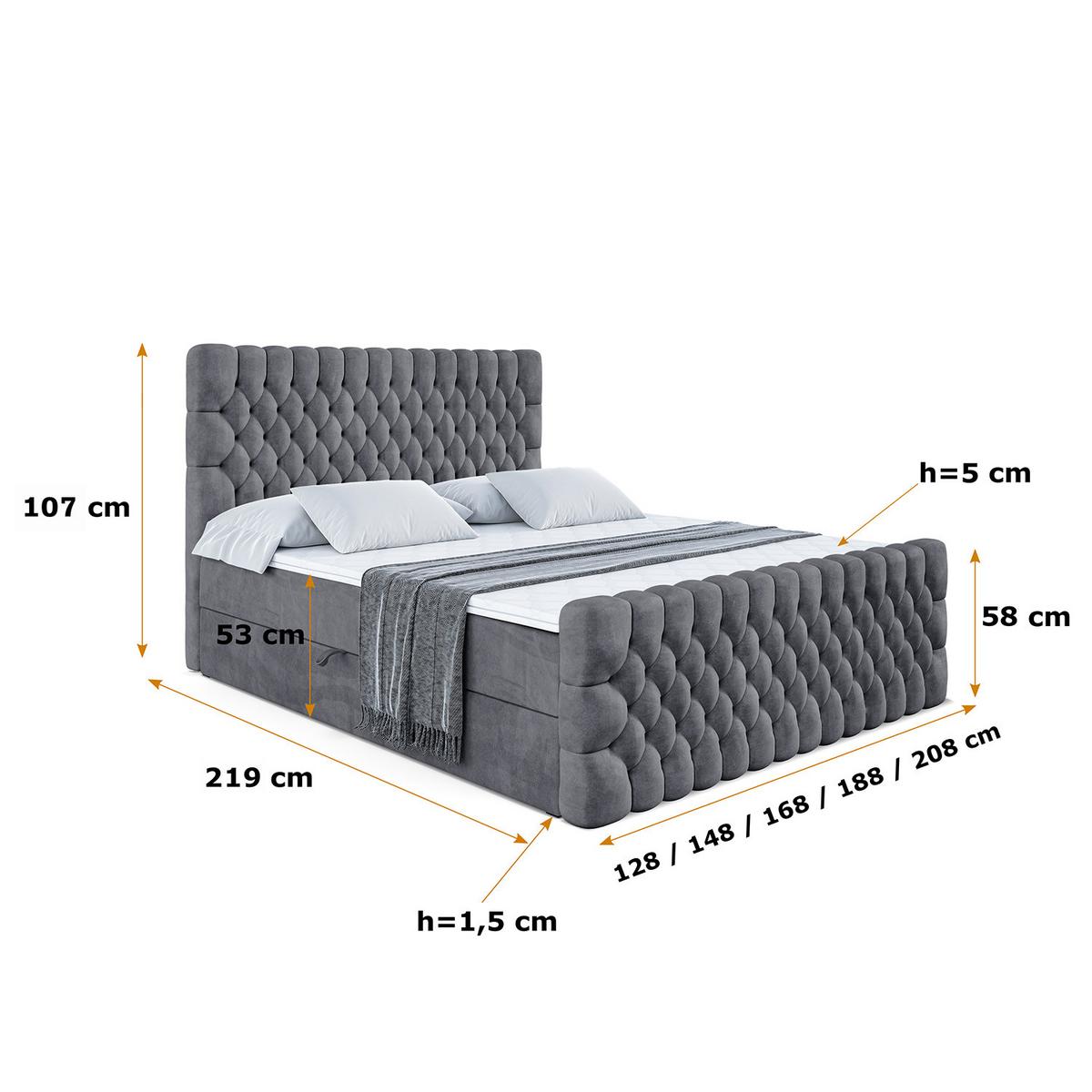 BOXBETT SERENE-Z - 180 x 200 - H3 - Dunkelgrau - Dunkelgrau, Holzwerkstoff (180/200cm) - ALTDECOR