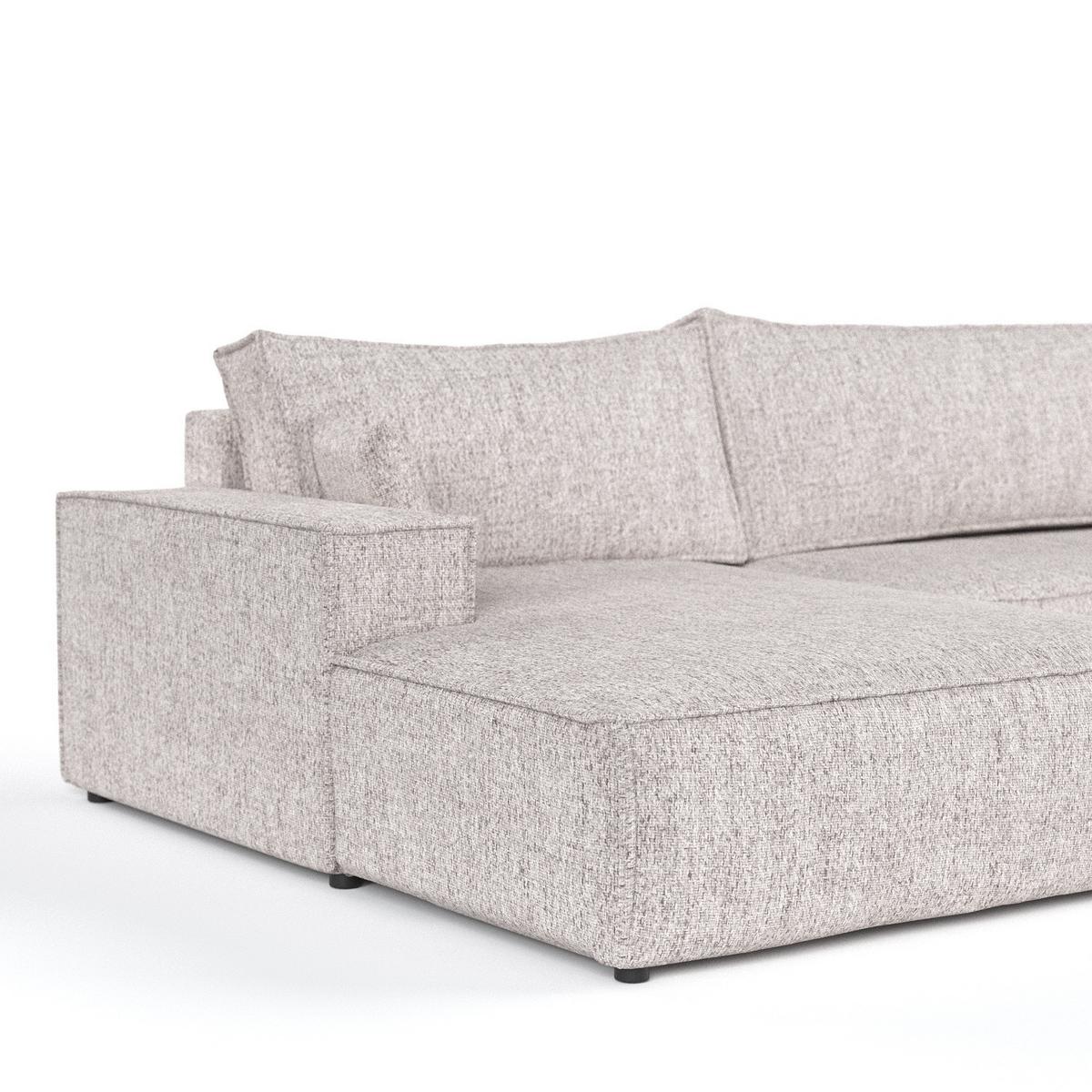 WOHNLANDSCHAFT NUBO mit Schlaffunktion Creme im Neve Stoff - Beige/Schwarz, Holz/Holzwerkstoff (398/70/148cm) - AltaBeds
