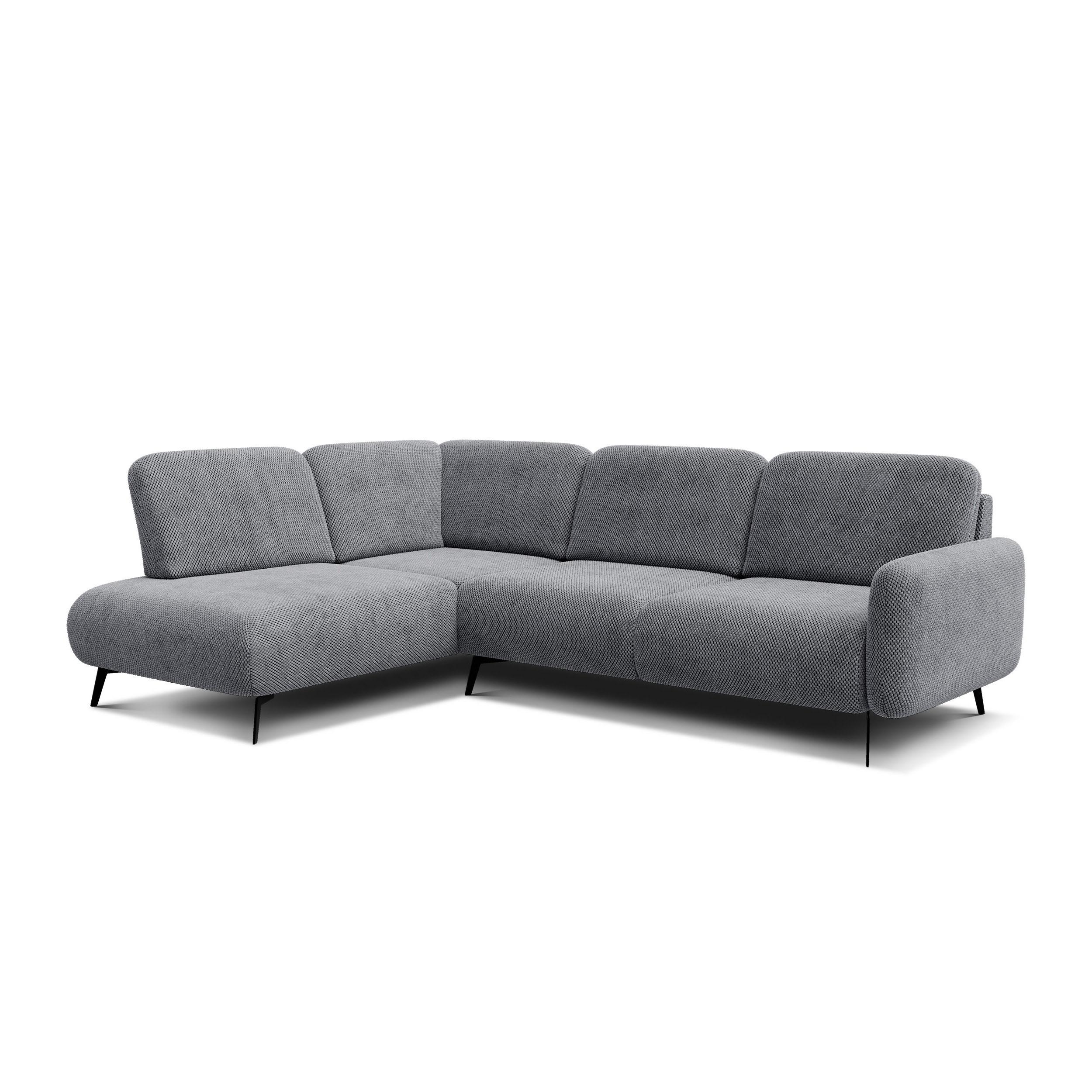 ECKSOFA FEBE 5-Sitzer links, grau - Schwarz/Grau, Holz/Textil (271/190cm) - Wozimo