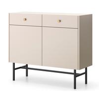 SIDEBOARD Dinley 2T 2S Beige 104,4/89,4/39 cm – mit schwarzen Beinen im minimalistischen Design - Beige/Schwarz, Holzwerkstoff/Metall (104.4/89.4/39cm) - AX Living