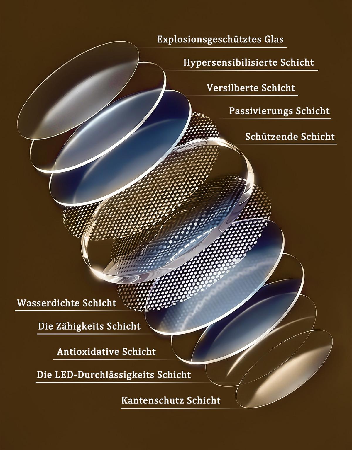 BADSPIEGEL mit Beleuchtung Kalen 3.4/50/70 cm - Weiß, Glas (50/70/3.4cm) - ZMH