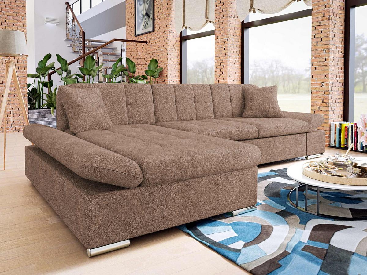 ECKSOFA Montana, Seite: Links - Cappuccino, Holz/Textil (278/161cm) - MIRJAN24