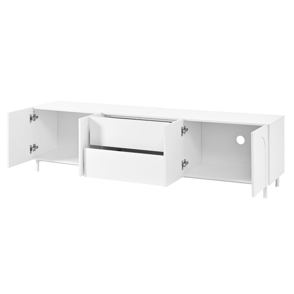TV-LOWBOARD Weiß 180cm mit 4 Türen & 2 Schubladen im Bogen-Design - Weiß, Holzwerkstoff (180/48/40cm) - Urban Meuble
